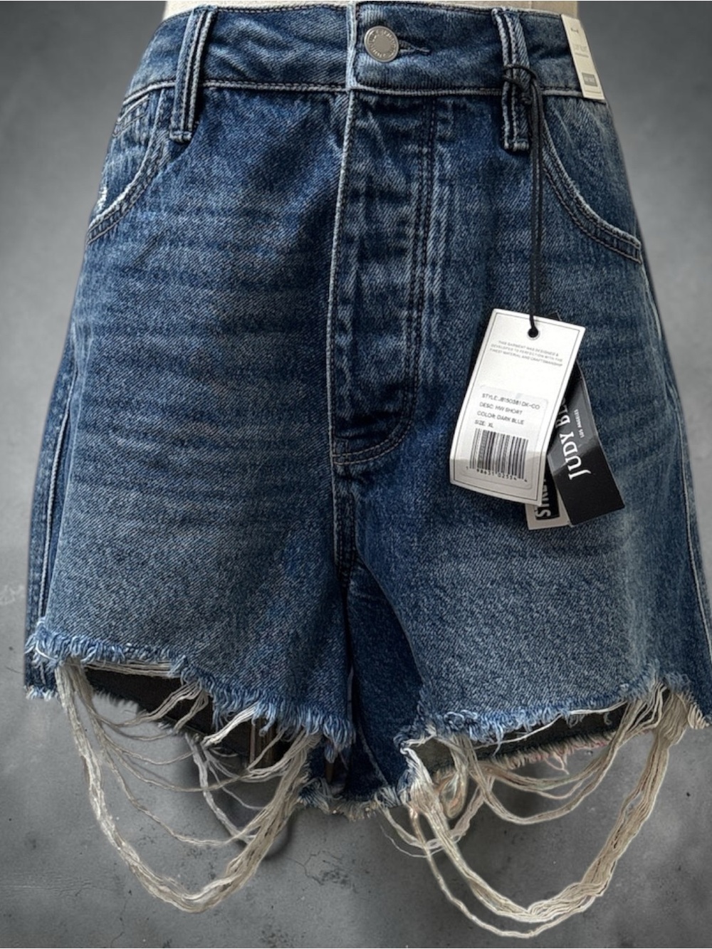 *NWT* Judy Blue Dark Blue High-Waist Distressed Denim Shorts